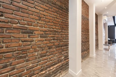 brick wall hallway