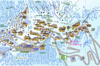 Plan de la station et emplacement de la résidence.