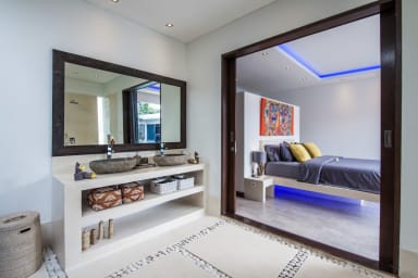 View from the bathroom onto bedroom 2