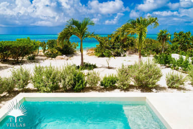 View of Grace Bay Beach from Villa Sandpiper's private pool.