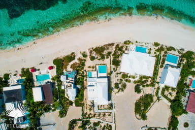 Bird's eye view of Grace Bay Beach and Villa Sandstone.