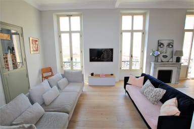 lounge area with 2 sofas