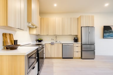 Full kitchen: Nespresso, fridge, stove/oven, plates and utensils,dishwasher