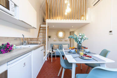 Living room with kitchen & Bedroom upstairs