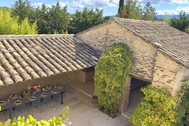 The outdoor dining area