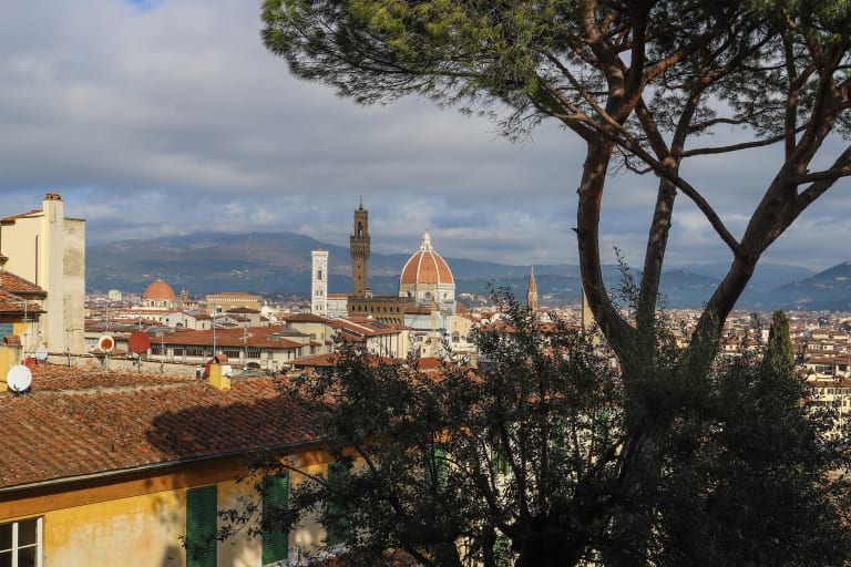Florence, Italy. January 2022. the view of the windows of the