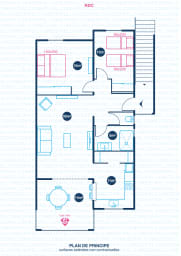 Plan au sol de Appartement en location saisonnière à Saint-Francois en Guadeloupe