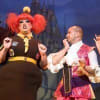 David Dale and Drew Christie as the Ugly Sisters and Louie Spence as Dandini
