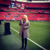 Louise Dearman, warming up to sing the national anthem at Wembley Stadium, will play Alice in Dick Whittington