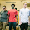 Peter Pan in rehearsals at Theatre by the Lake - the pirates. L-R Mark Huckett (Smee), Gary Stoner (Cecco), Harry Livingstone (Gentleman Starkey), Anthony Pinnick (Jukes)