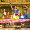 Natalie Andreou as Snow White with Warwick Davis as Prof and cast