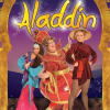 Jasmine White (Princess Jasmine), John Elkington (Widow Twankey) and Danielle Corlass (Aladdin)