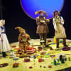 Jess Peet as Alice, Isobel McArthur as the Dormouse, David Carlyle as the Hare and Tam Dean Burn as the Hatter
