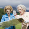Actors Julia Watson as T and Eliza Hunt as Q traversing the challenging peaks of Crow Park
