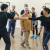 Phil Davis (centre) and the company in rehearsal for A Christmas Carol
