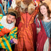 Education officer Bhavik Palmer and volunteer Poppy Cook getting ready for the costume sale
