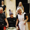 In rehearsals for Exit the King, centre Adrian Scarborough, Rhys Ifans, Debra Gillett