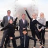 Birmingham Royal Ballet staff and members of the Freefall Dance Company at Birmingham Airport