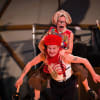 Katy Owen as Mr Ubu on the back of Mike Shepherd as Mrs Ubu