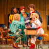 Diana Vickers as Shelby, Elizabeth Ayodele as Annelle, Harriet Thorpe as Ouiser, Caroline Harker as Clairee and Lucy Speed as Truvy in Steel Magnolias