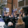 ENO chorus members demonstrating outside Arts Council England headquarters in November 2022