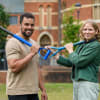 Luke Brady (Orlando) and Letty Thomas (Rosalind) dig in on the site of the Holloway Garden Theatre