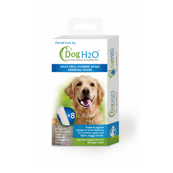 Dog H2O Dental Care for Dog ด็อกเฮททูโอ สารรักษาฟันไว้ใส่ในน้ำพุ สำหรับสุนัข 8 แท่ง