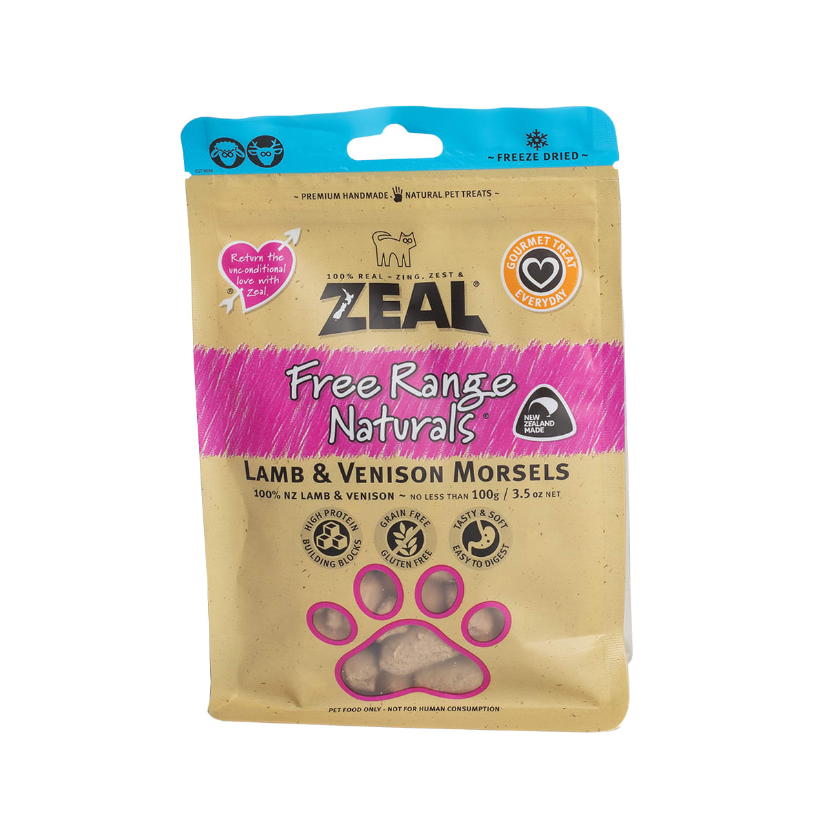 Zeal ซีล ขนมฟรีซดราย สำหรับสุนัข รสเนื้อแกะและเนื้อกวาง 100 g_1