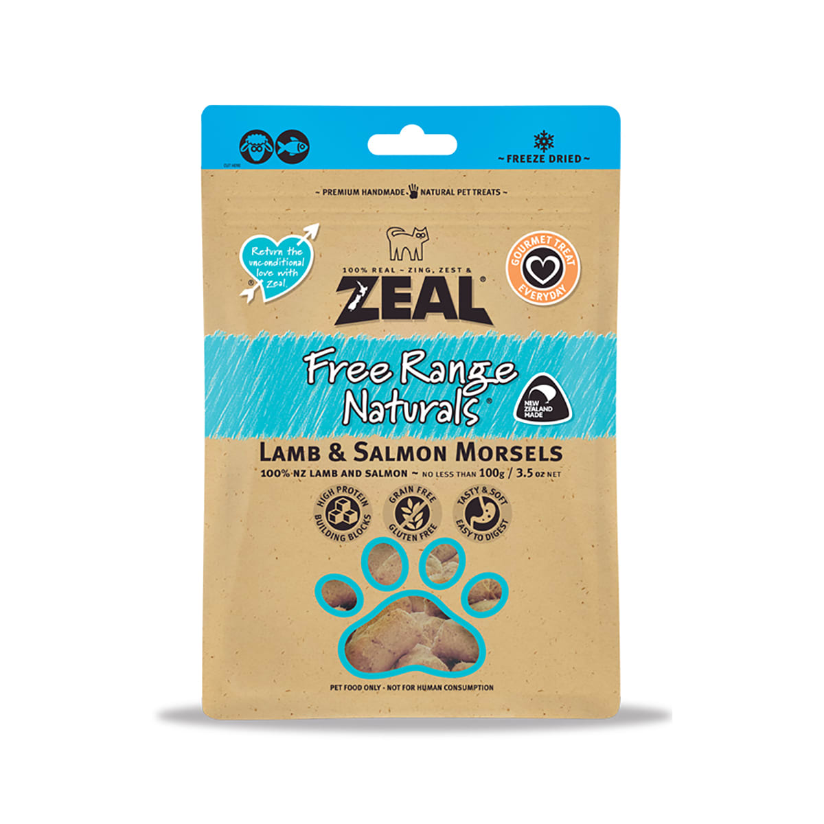 Zeal ซีล ขนมฟรีซดราย สำหรับสุนัข รสเนื้อแกะและเนื้อปลาแซลมอน 100 g_1