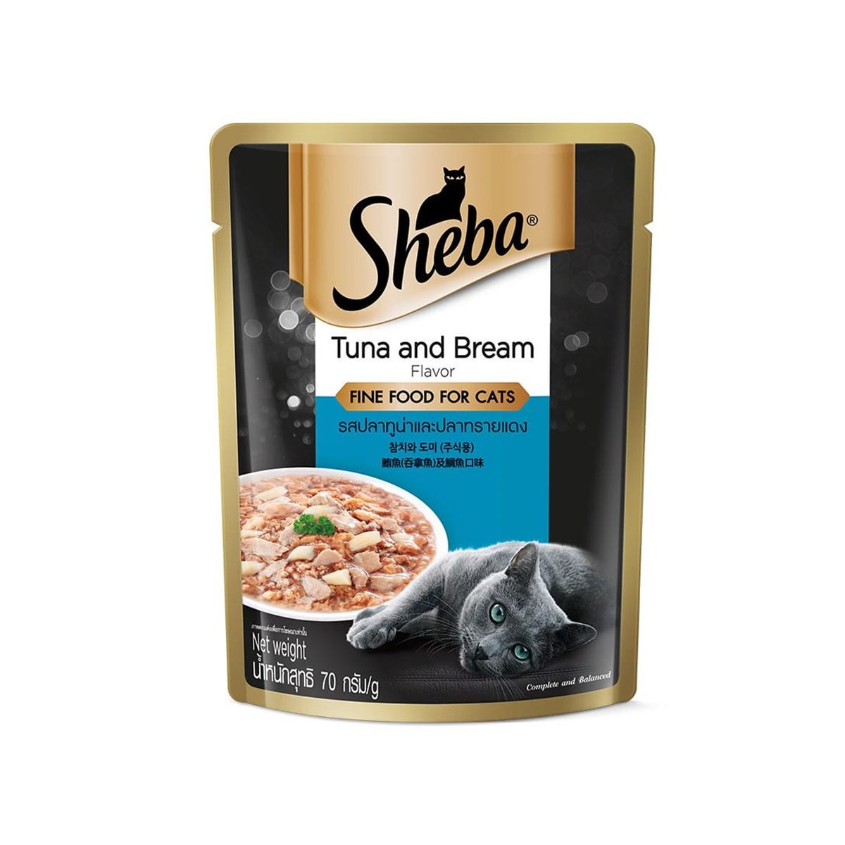 Sheba ชีบา อาหารเปียก แบบเพ้าช์ สำหรับแมว รสปลาทูน่าและปลาทรายแดง 70 g_1