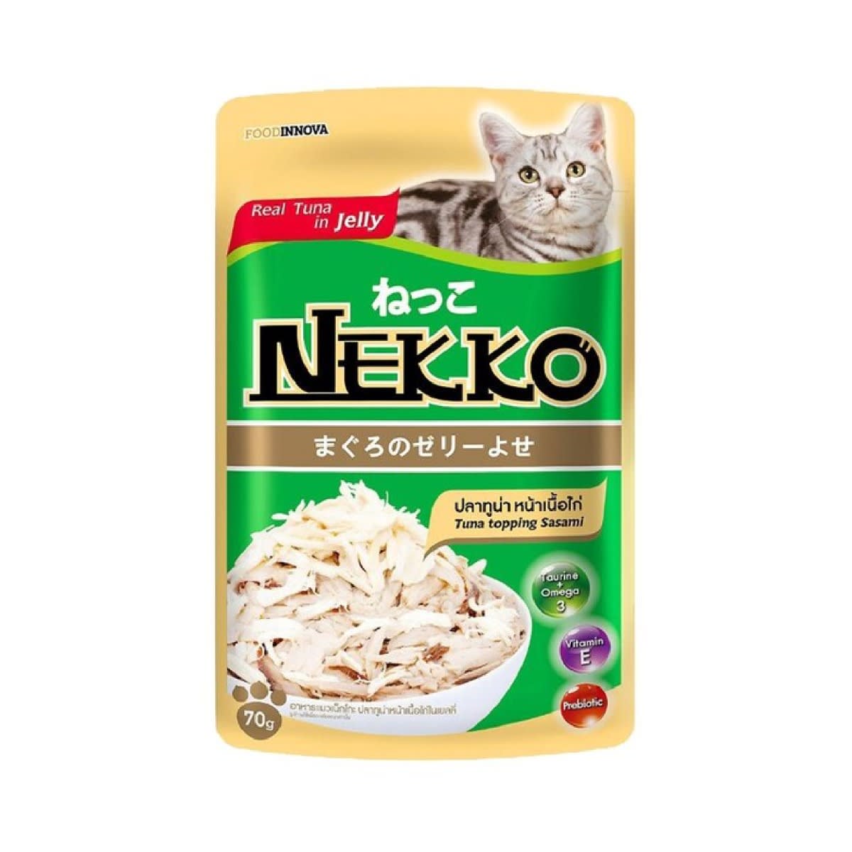 Nekko เน็กโกะ รสปลาทูน่าในเจลลี่เนื้อไก่ สำหรับแมว 70 g