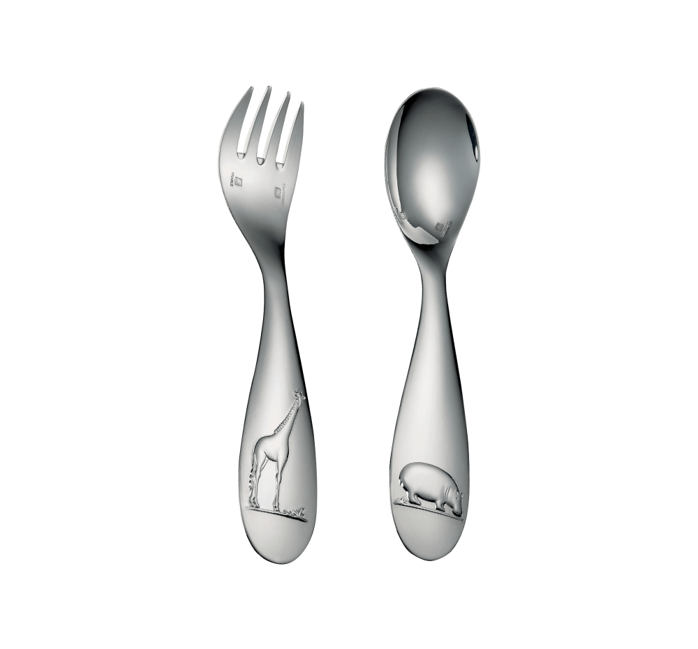 Two Piece Silver Plated Baby Flatware Set With Chest Savane Christofle
