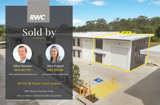 Factory, Warehouse & Industrial commercial property sold at 20/1A-1B Taylor Court Cooroy QLD 4563 Factory, Warehouse & Industrial commercial property sold at 20/1A-1B Taylor Court Cooroy QLD 4563