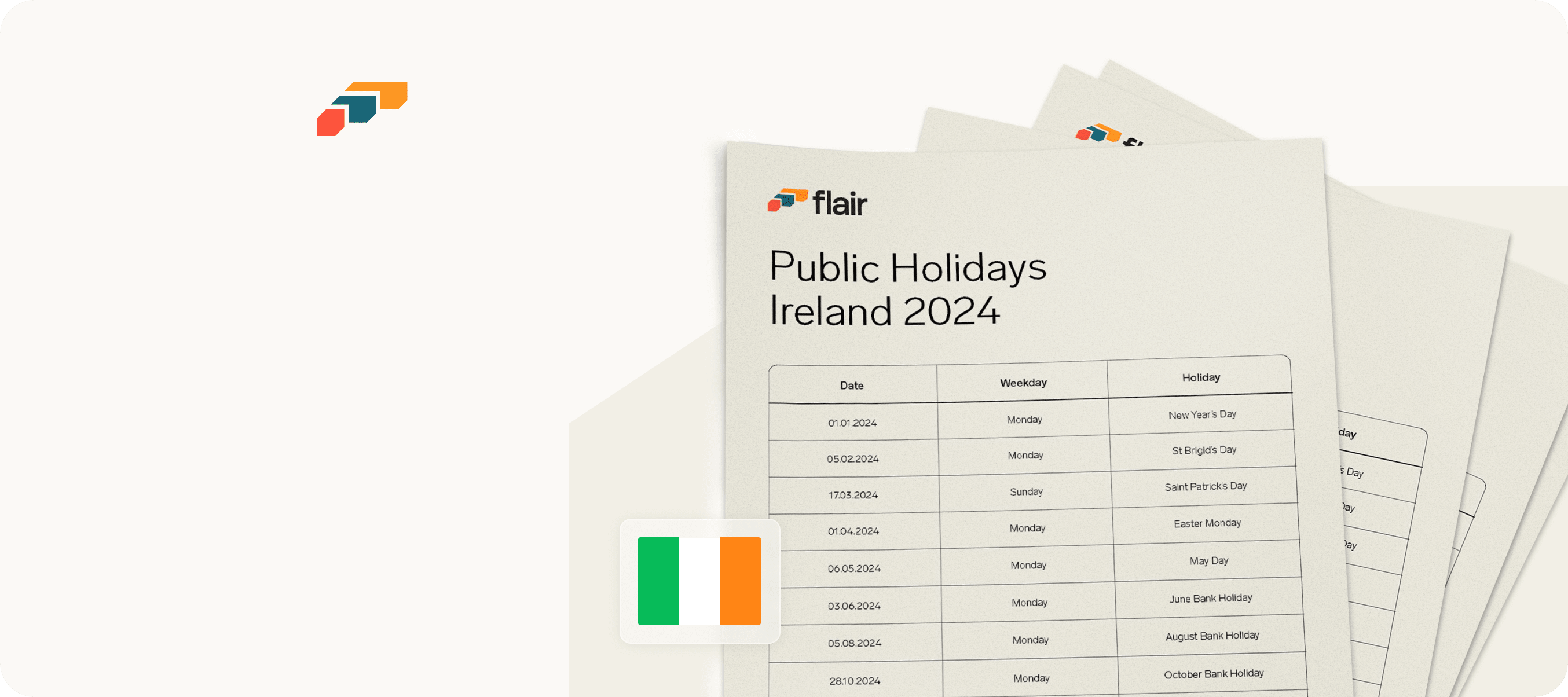 Public Holidays in Ireland 2024 flair
