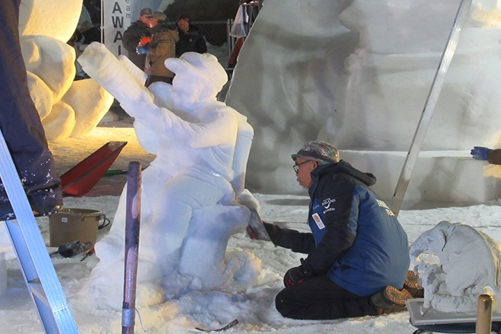 The International Snow Sculpture Competition Where Participants from Various Countries Compete
