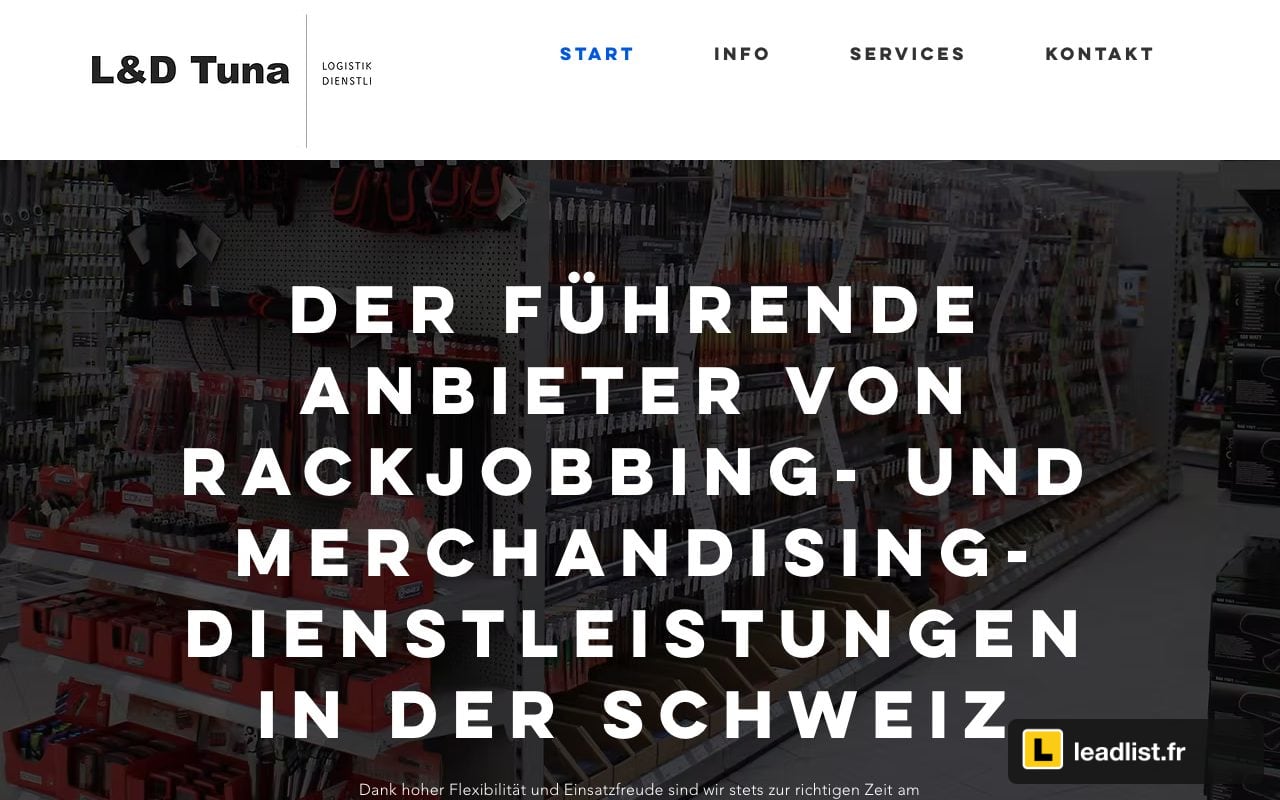 Page d'accueil du site de L&D Tuna