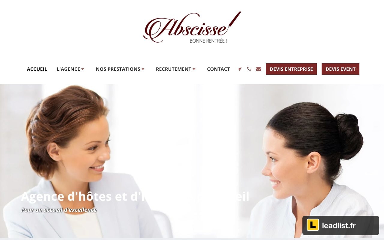 Page d'accueil du site de Abscisse Agency