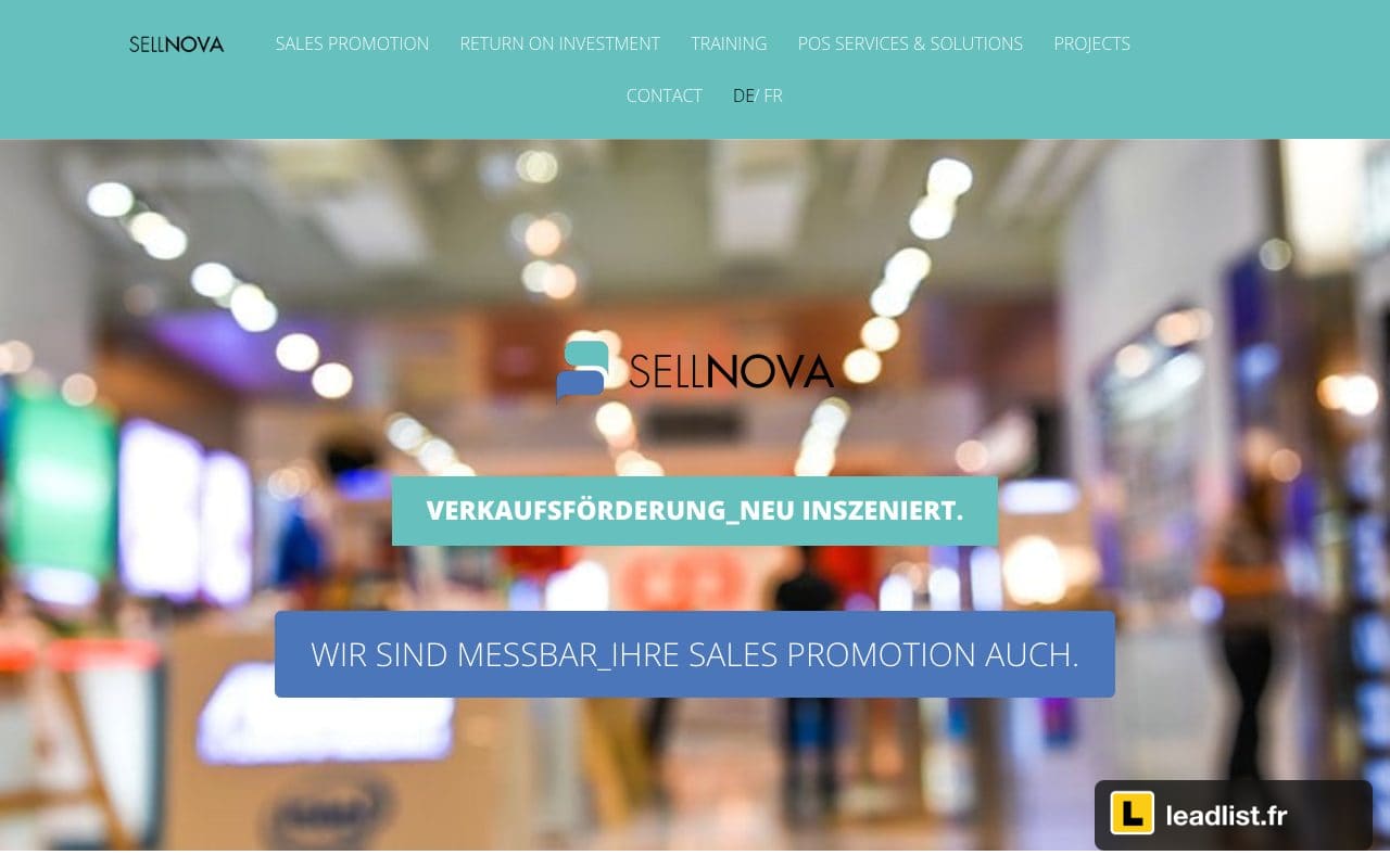 Page d'accueil du site de Sellnova