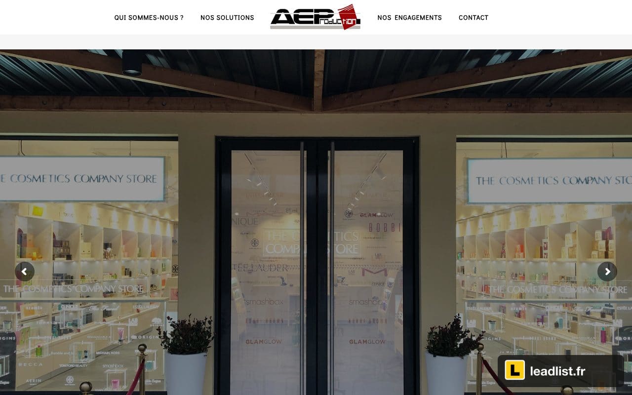 Page d'accueil du site de AE Production