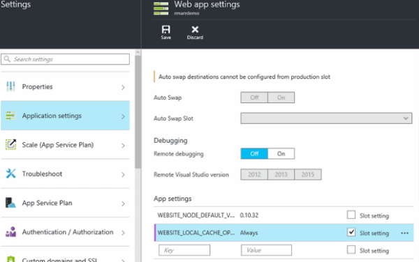 Enable Local Cache in Azure Web App