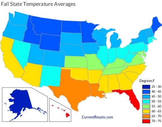 Fall temperature map