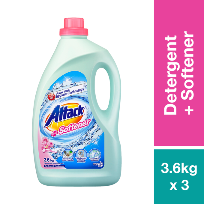 ATTACK LIQUID DETERGENT+SOFTENER 3.6KG