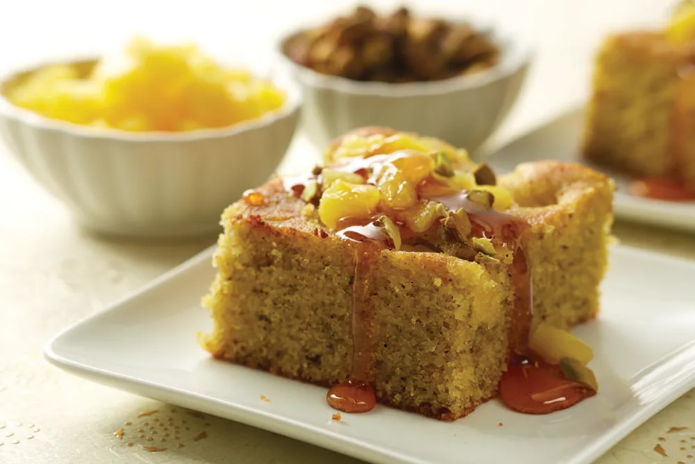 Pineapple and Pistachio Semolina Cake