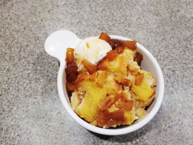 Caramelized Pineapple & Bourbon Bread Pudding With Pineapple Caramel Sauce