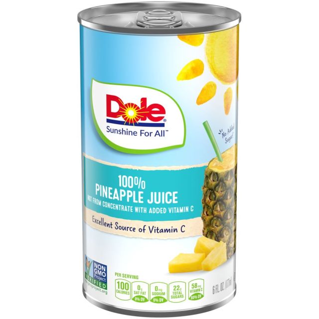 DOLE 100% Pineapple Juice 2/24/6oz