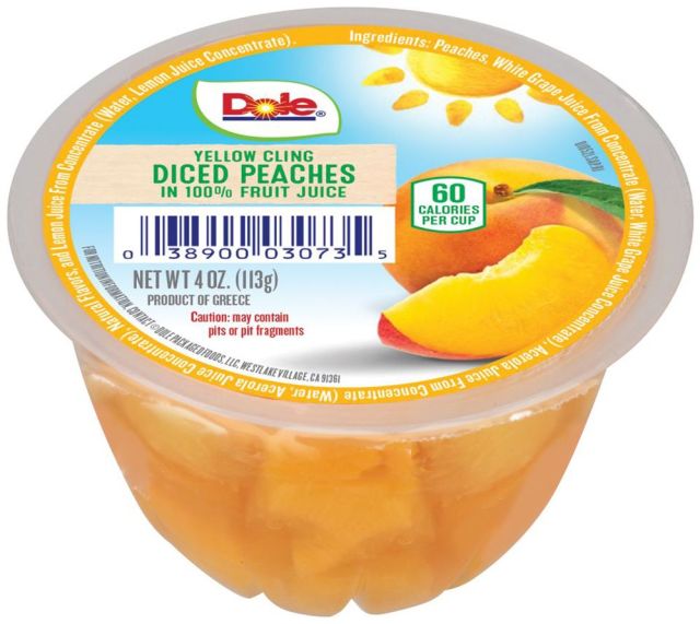 DOLE Fruit Bowls® Diced Peaches in 100% Fruit Juice 36/4oz