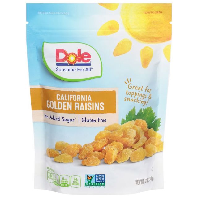 DOLE Golden Raisins, Pouch 12/12oz