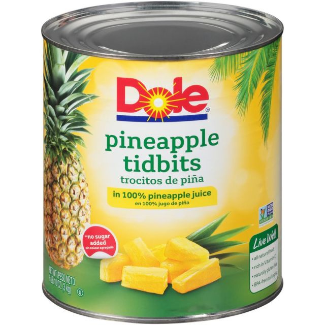 6/10 (106 oz.) Choice Pineapple Tidbits in Light Syrup