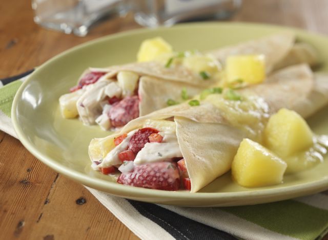 Chicken Pineapple and Strawberry Crepes