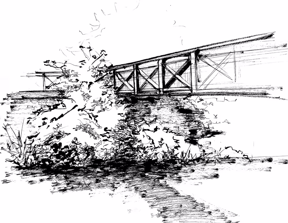 Croquis, un pont sur la Vilaine